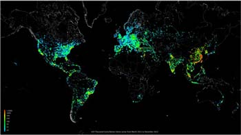 Map of Worldwide IP Addresses in 2012